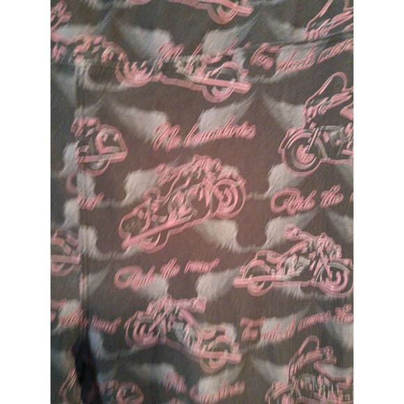 Gemini Design Apparel Leggings Black/Gray Wing With Pink Motorcycles One Size - Picture 4 of 16